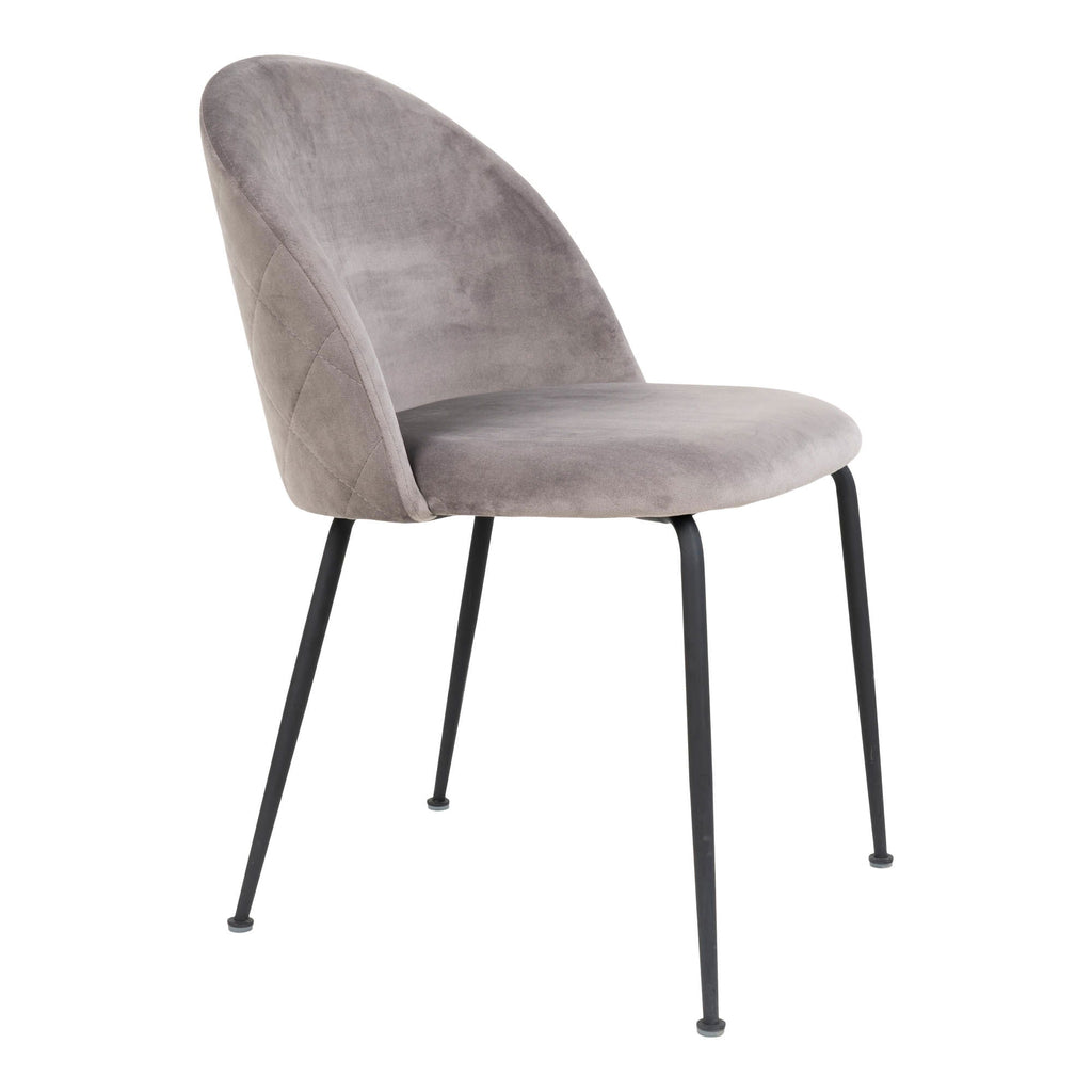 Geneve Dining Chair - Chair in grey velvet with black legs (set of 2)